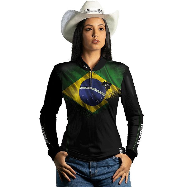 Camisa Feminina Agro Brk Brasil com Proteção Solar UV50+