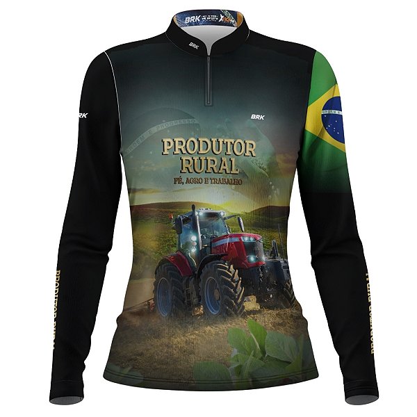 Camisa Feminina Agro Brk Produtor Rural com Proteção Solar UV50+
