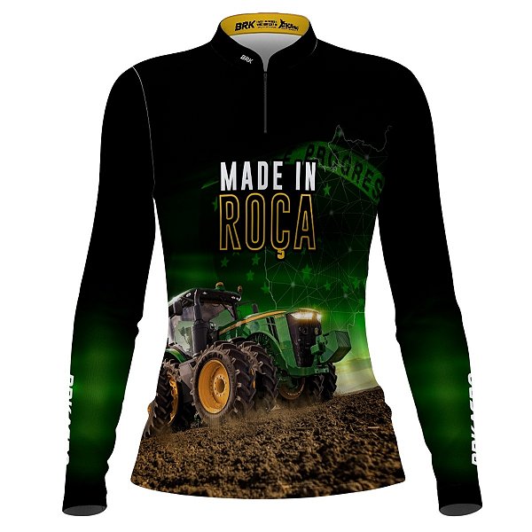 Camisa Feminina Agro Brk Made in Roça com Proteção Solar UV50+