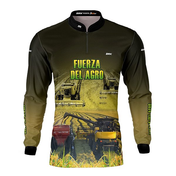 Camisa Agro Brk Plantação Arroz Fuerza Del Agro com Proteção Solar UV50+