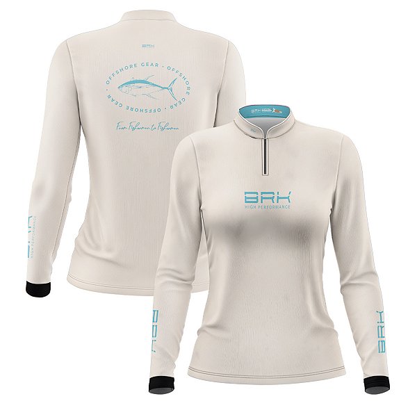 Camisa de Pesca Feminina Brk Offshore Gear Atum Branco com Proteção Solar UV50+