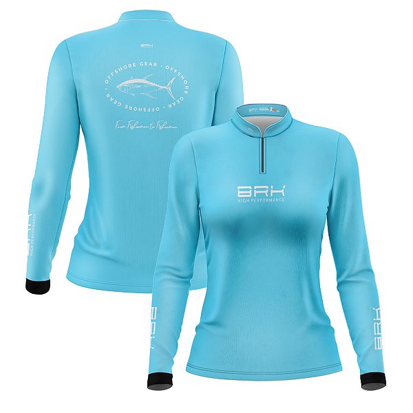 Camisa de Pesca Feminina Brk Offshore Gear Atum Azul com Proteção Solar UV50+