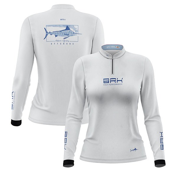 Camisa de Pesca Feminina Brk Marlim e Mapa Náutico com Proteção Solar UV50+