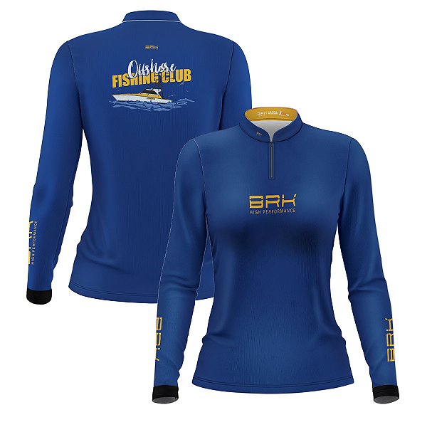 Camisa de Pesca Feminina Brk Fishing Club Amarelo com Proteção Solar UV50+