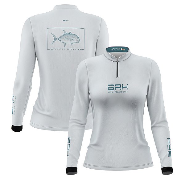 Camisa de Pesca Feminina Brk Offshore Fishing Club Xareu com Proteção Solar UV50+