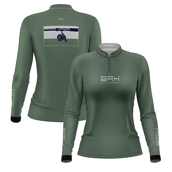 Camisa de Pesca Feminina Brk Offshore Fishing Club Vara de Pesca com Proteção Solar UV50+