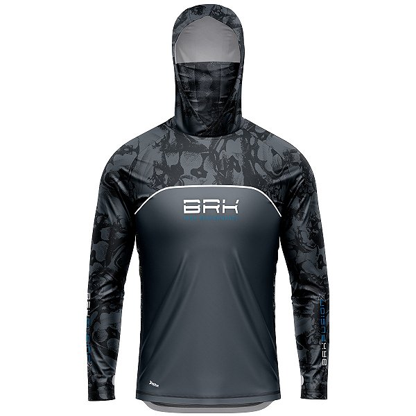 Camisa FusionX Brk Deep Camuflada Parcial Cinza com Capuz e Proteção UV50+