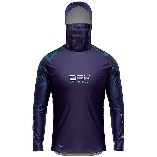 Camisa FusionX Brk Camo Distorções Azul com Capuz e Proteção UV50+