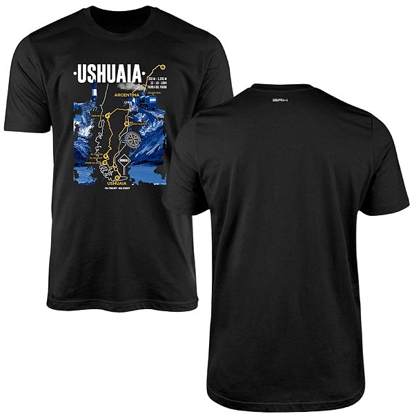 Camiseta Motociclismo Brk Expedição Ushuaia com Algodão Premium