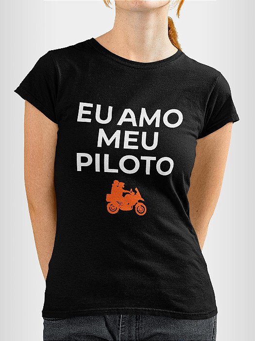 Camiseta Motociclismo Brk Amo Meu Piloto com Algodão Premium