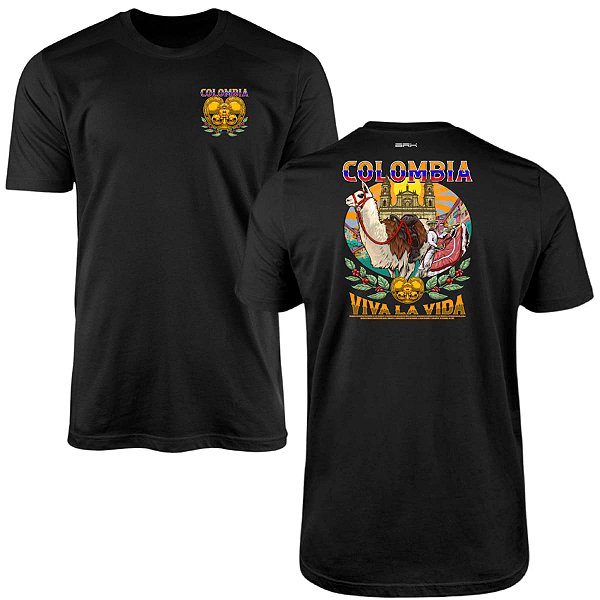Camiseta Motociclismo Brk Colombia Viva La Vida com Algodão Premium