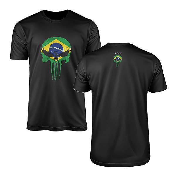 Camiseta Militar Brk Caveira Punisher Estilizada do Brasil com Algodão Premium