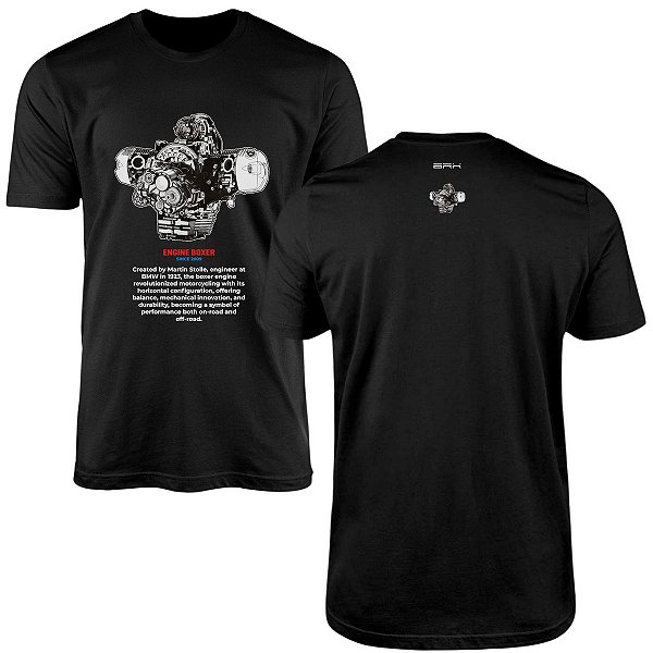 Camiseta Motociclismo Brk Engine Boxer Since 1923 com Algodão Premium