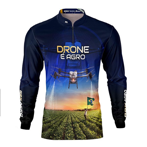 Camisa Agro Brk Drone Bandeira do Brasil com Proteção Solar UV50+