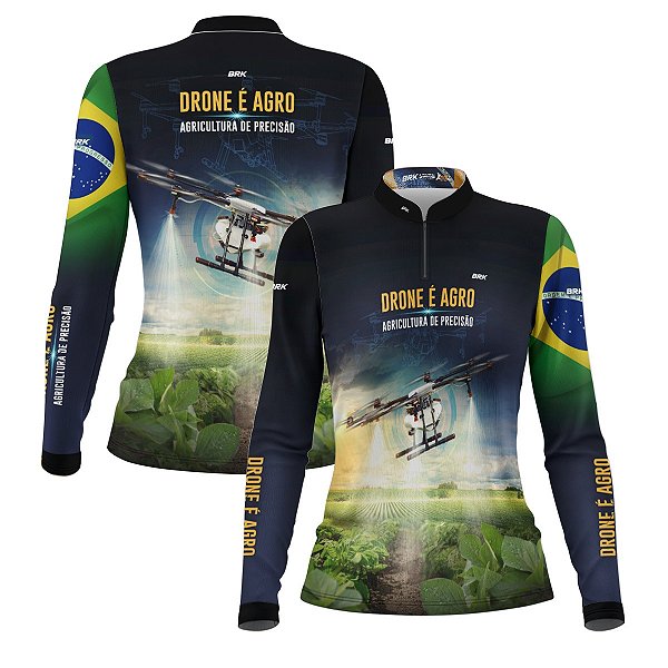Camisa Agro Feminina Brk Drone T40 com Proteção Solar UV50+