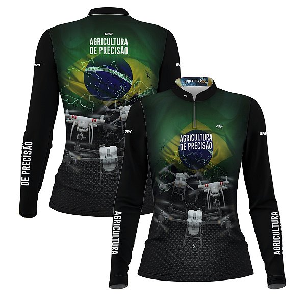 Camisa Agro Feminina Brk Drones T40 e Phantom T10 com Proteção Solar UV50+