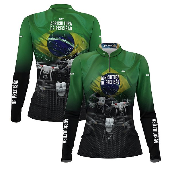 Camisa Agro Feminina Brk Drones T40 e Phantom T10 com Proteção Solar UV50+