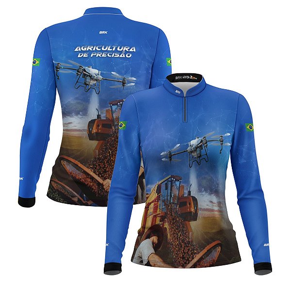 Camisa Agro Feminina Brk Pulverização Café com Proteção Solar UV50+