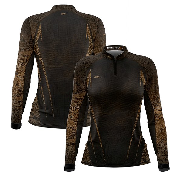 Camisa Agro Feminina Brk Camuflada Animal Print com Proteção Solar UV50+