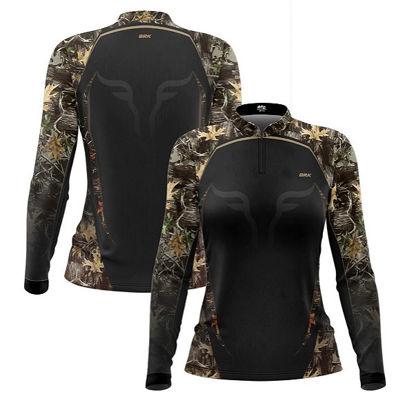 Camisa Agro Feminina Brk Camuflada Long Horn com Proteção Solar UV50+