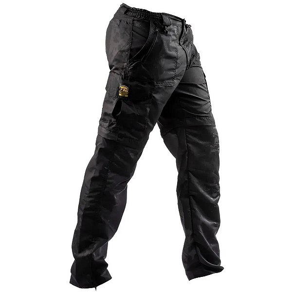 Calça Tática Country Brk Camuflado Preto UV35+ (Vira Bermuda)
