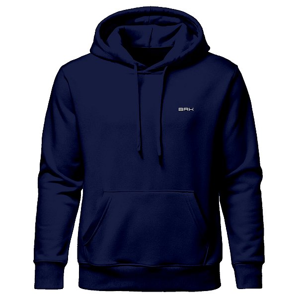 Moletom com Capuz Unissex Brk Minimal Azul Marinho