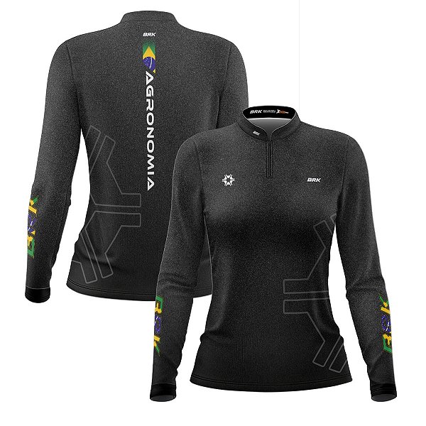 Camisa Agro Feminina Brk Agronomia Cinza com Proteção Solar UV50+