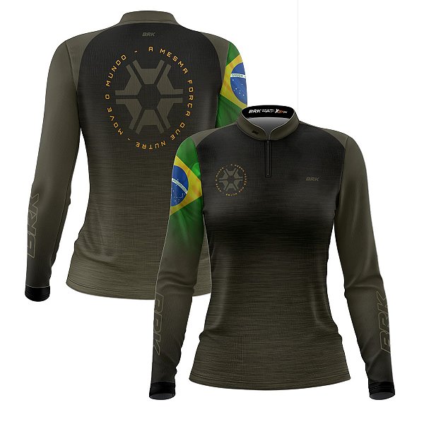 Camisa Agro Feminina Brk Agronomia Bandeira do Brasil com Proteção Solar UV50+