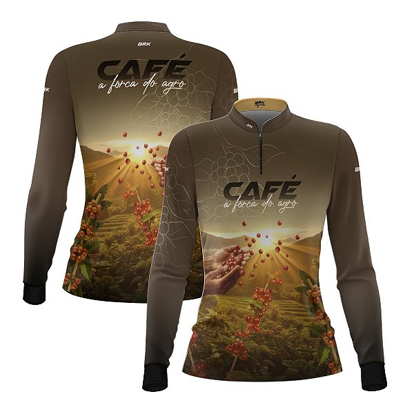 Camisa Agro Feminina Brk Café A Força do Agro com Proteção Solar UV50+