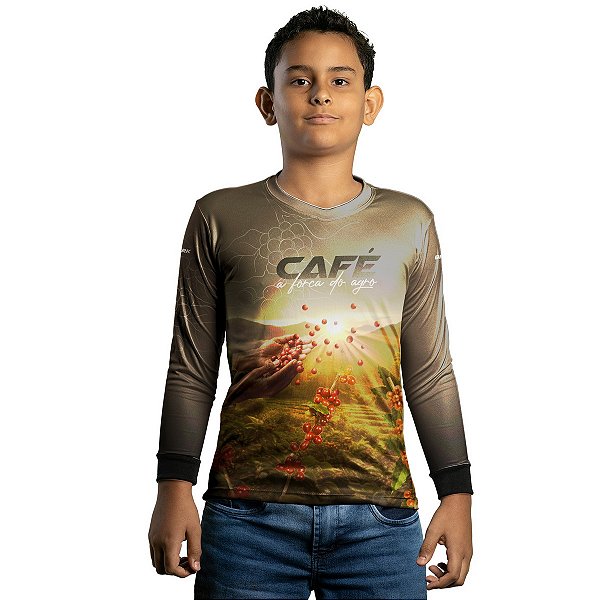 Camisa Agro Infantil Brk Café A Força do Agro com Proteção Solar UV50+