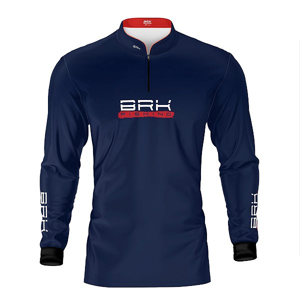 Camisa de Pesca Brk Azul Isca Artificial com Proteção UV50+