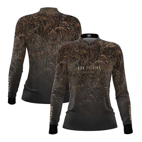 Camisa de Pesca Feminina Brk Camo Real Tree Fishing com Proteção UV50+