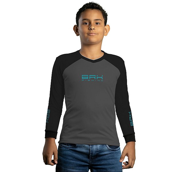 Camisa de Pesca Infantil Brk Cinza Tucunaré com Proteção UV50+