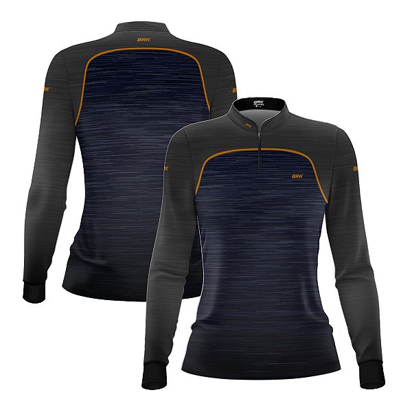 Camisa Feminina Brk Mescla Azul Chumbo com Proteção Solar UV50+