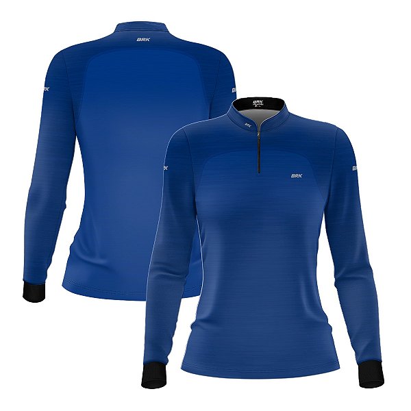 Camisa Feminina Brk Mescla Azul Royal com Proteção Solar UV50+