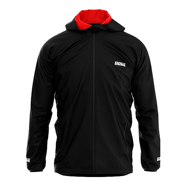 Jaqueta Corta Vento Brk Black Red Repelente à Agua com UV50+