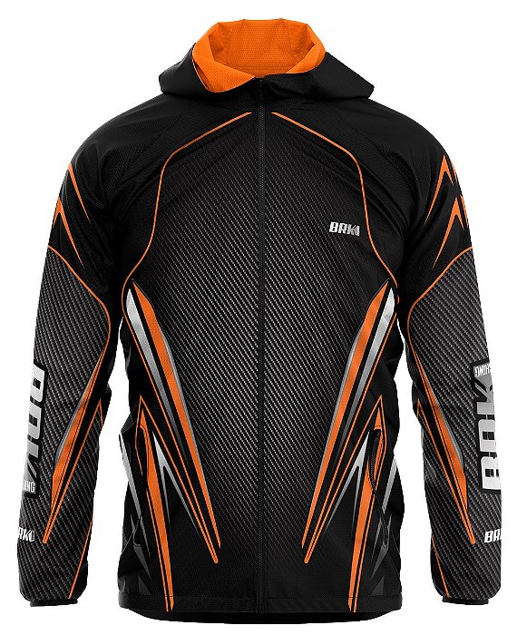 Jaqueta Corta Vento Brk ORANGE BLACK Repelente à Agua com FPU 50+