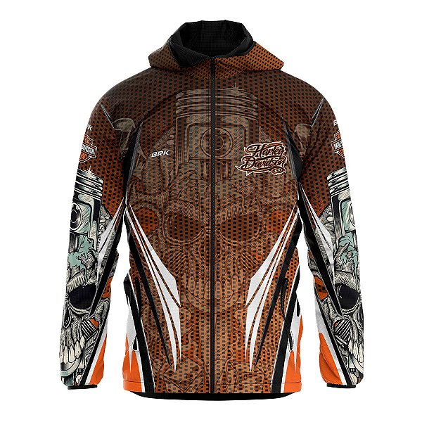 Jaqueta Corta Vento Brk Harley Davidson Skull Repelente à Água UV50+
