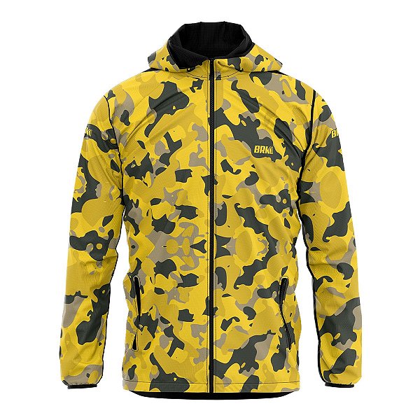 Jaqueta Corta Vento Impermeável Brk Camuflado Amarelo com UV50+