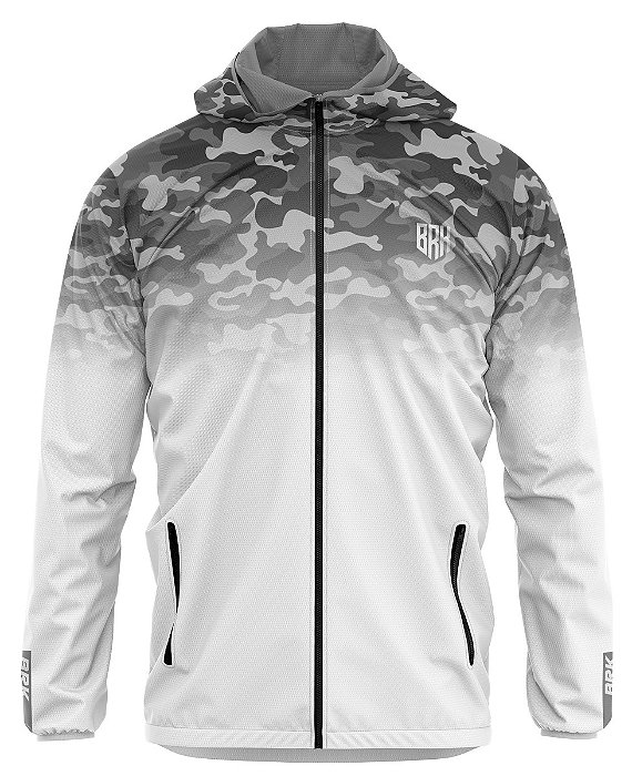 Jaqueta Corta Vento Brk Repelente à Água - Camuflado Cinza Claro
