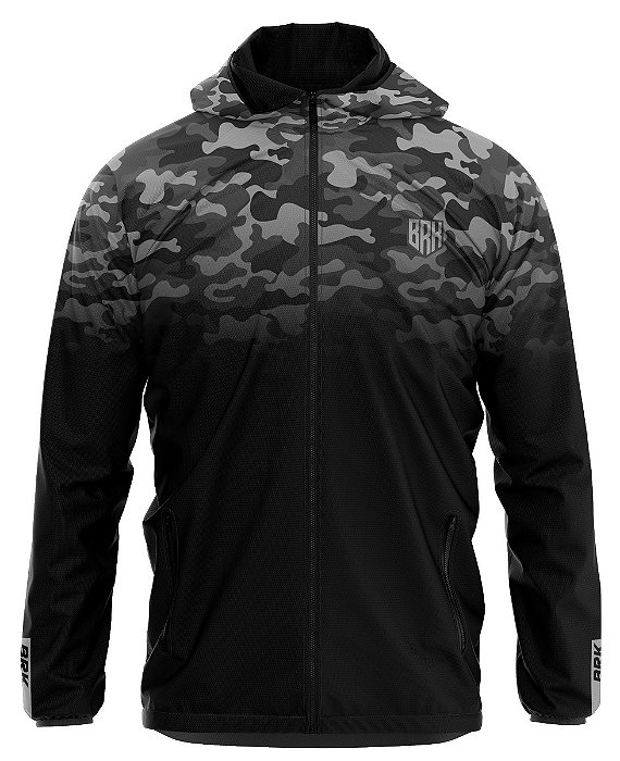 Jaqueta Corta Vento Brk Repelente à Água - Camuflado Preto