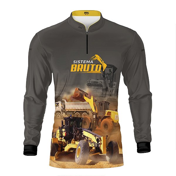 Camisa Máquina Pesada Brk Sistema é Bruto Motoniveladora com Proteção UV50+