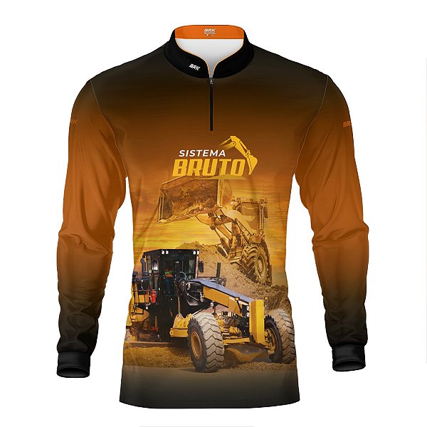Camisa Máquina Pesada Brk Laranja Motoniveladora e Escavadeira com Proteção UV50+
