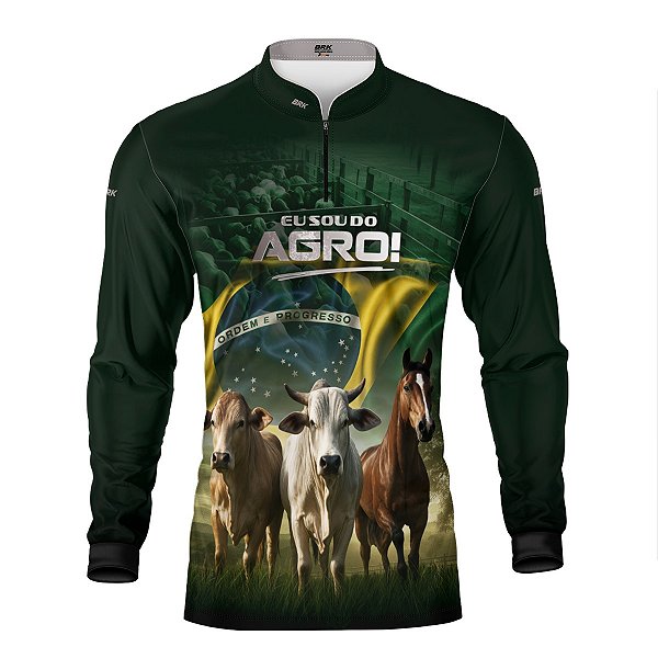 Camisa Agro Brk Verde Eu Sou do Agro Pecuária  com Proteção Solar UV50+