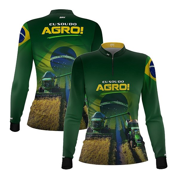 Camisa Feminina Brk Verde Eu Sou do Agro Safra Verde e Amarela com Proteção UV50+