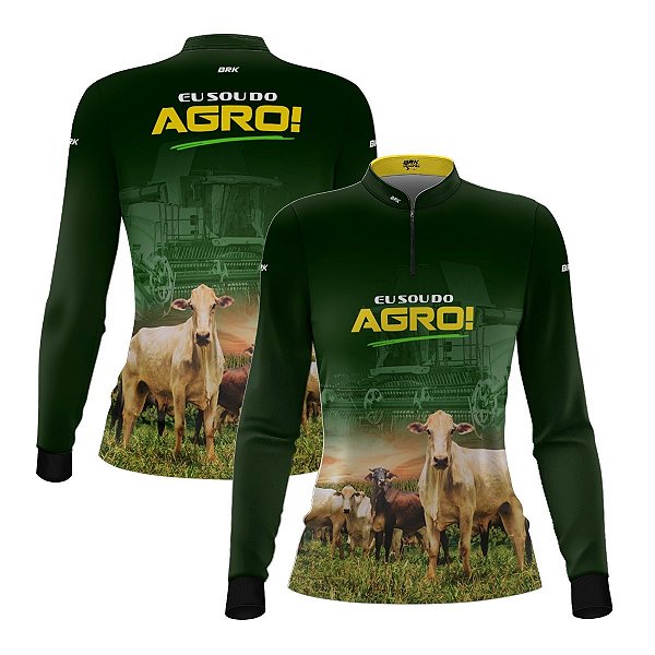 Camisa Feminina Brk Eu Sou do Agro Pecuária Verde com Proteção UV50+