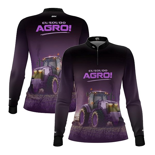 Camisa Feminina Brk Eu Sou do Agro Roxa com Proteção Solar UV50+