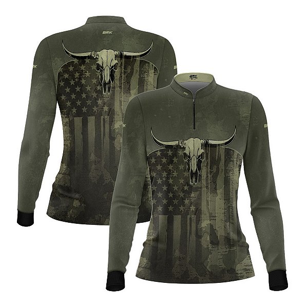 Camisa Agro Feminina Brk Skull Longhorn com Proteção UV50+