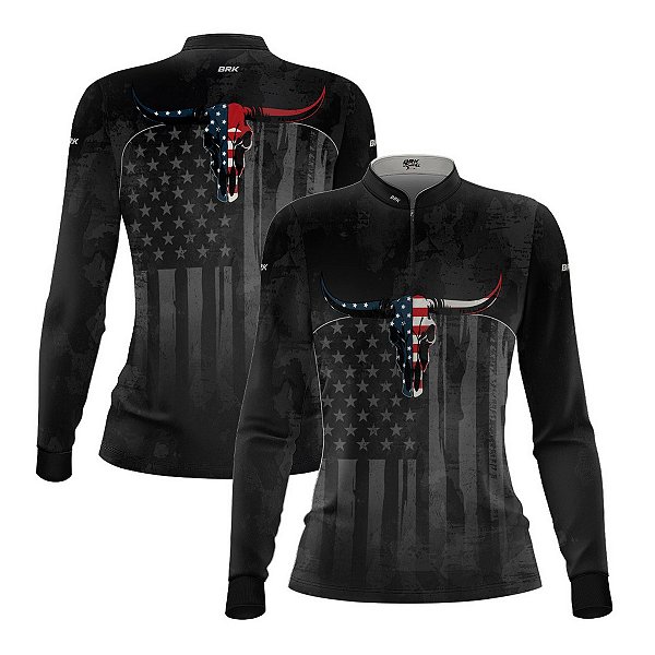Camisa Agro Feminina Brk Skull Longhorn USA com Proteção UV50+
