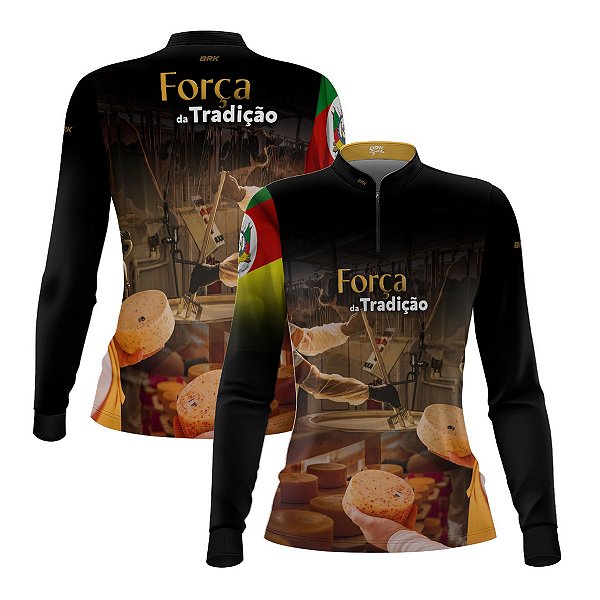Camisa Agro Feminina Brk A Força da Tradição Produção de Queijo RS com Proteção UV50+